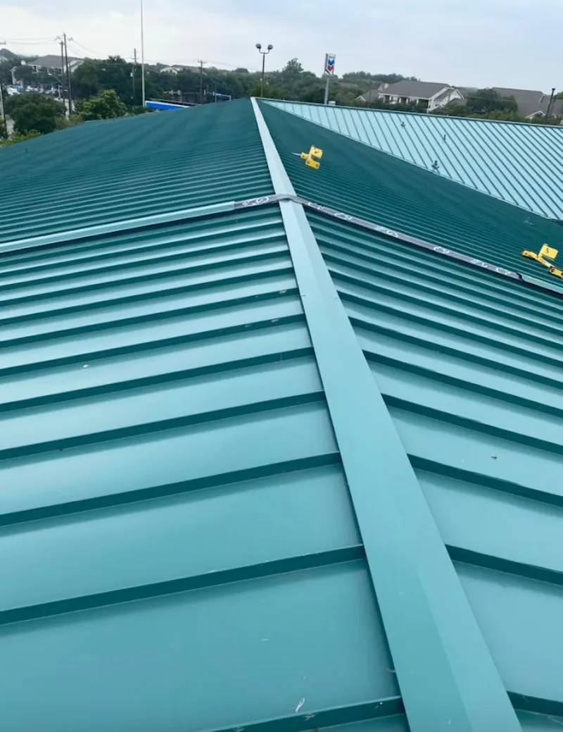 Green commercial metal roof ridge and valley for Metal Roof Repair in Blythe